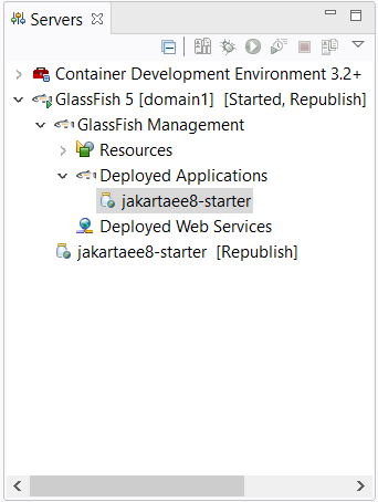 Eclipes run on Servers-Glassfish deployed app