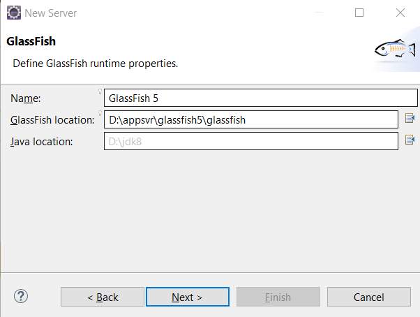 Eclipse new Glassfish Server