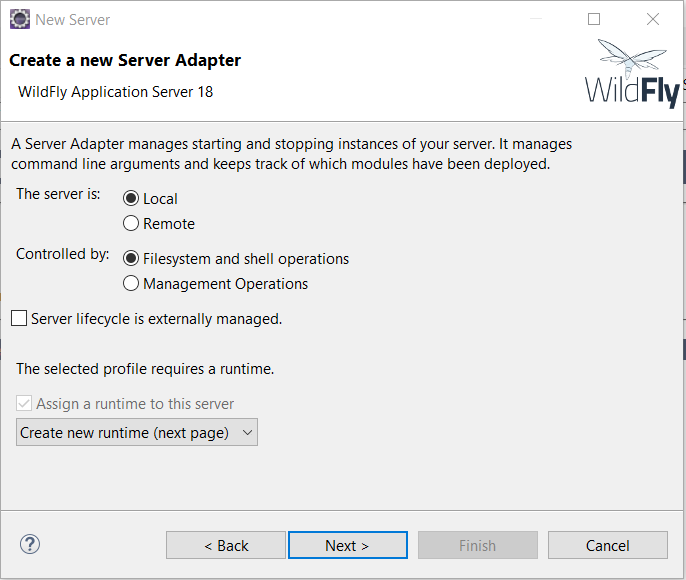 Eclipse  new Server WildFly 