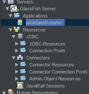Glassfish server node after the application is deployed
